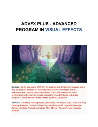advfx plus advanced program in visual effects