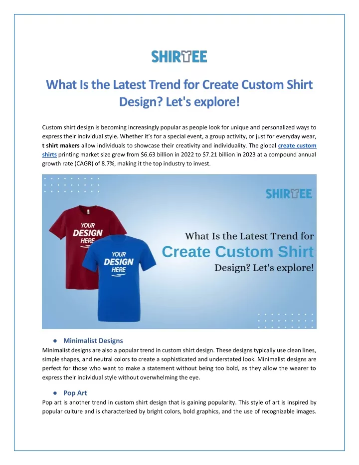 what is the latest trend for create custom shirt