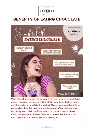 BENEFITS OF EATING CHOCOLATE