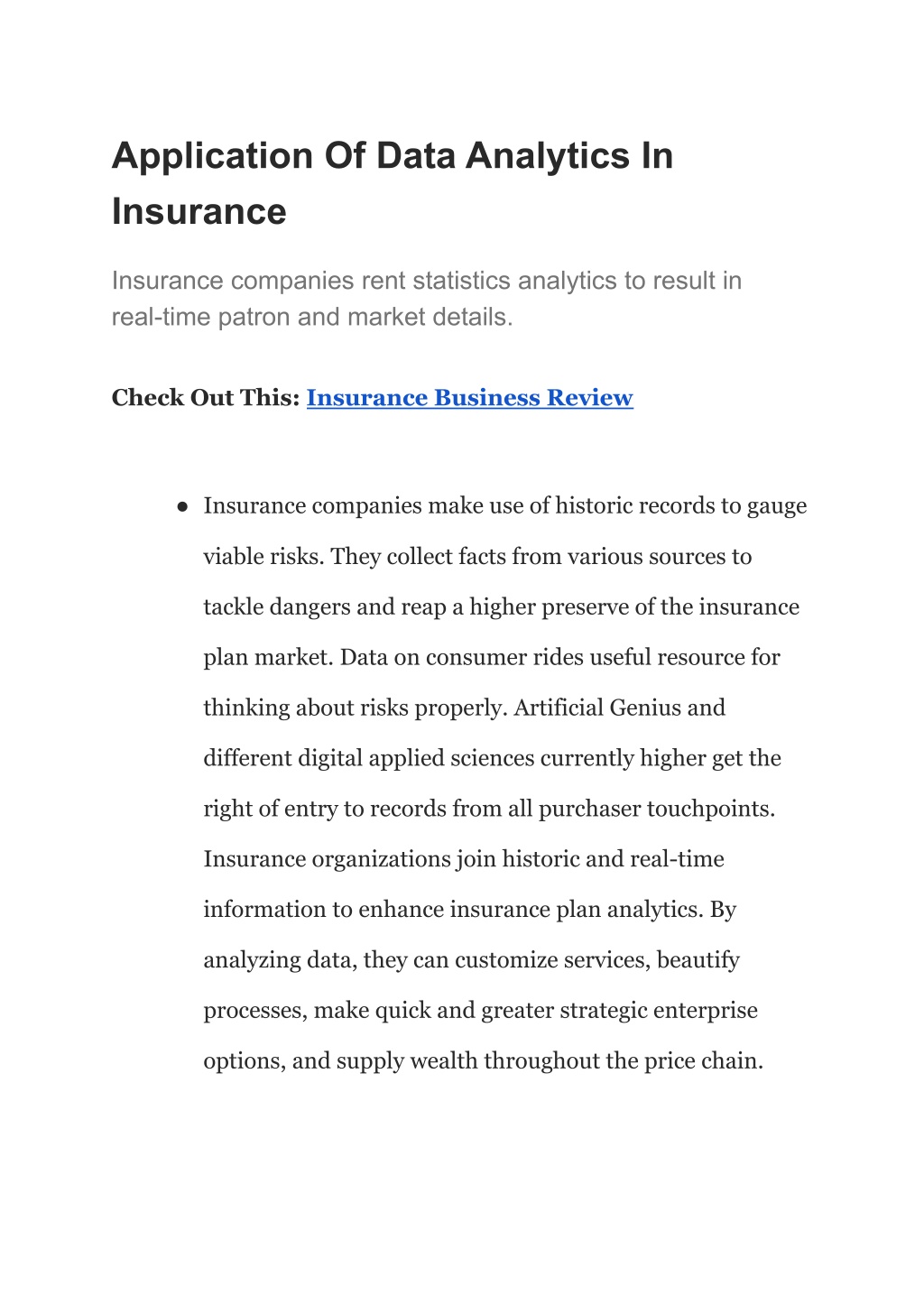PPT - Application Of Data Analytics In Insurance PowerPoint ...