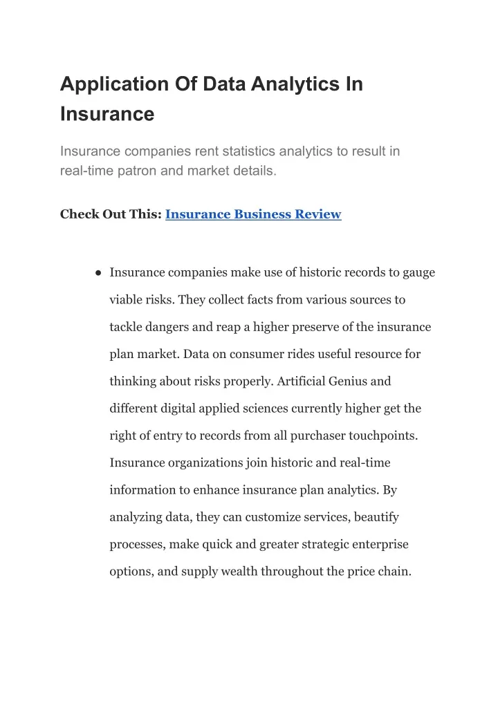 application of data analytics in insurance