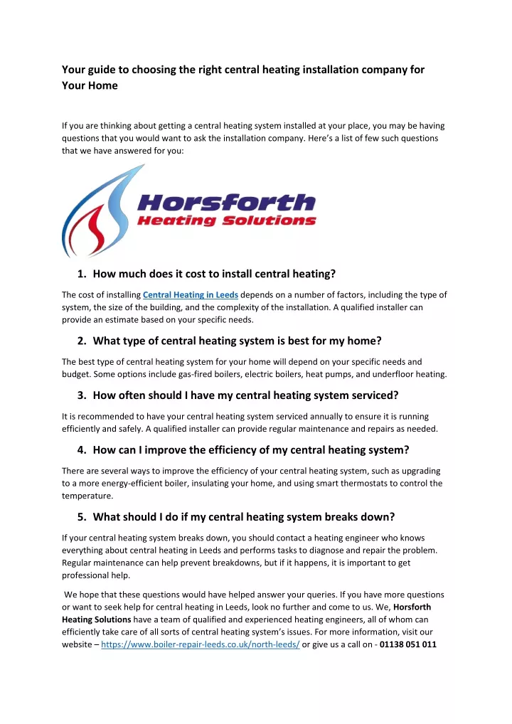your guide to choosing the right central heating