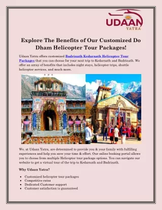 Badrinath Kedarnath Helicopter Tour Packages