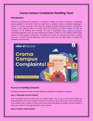 Croma Campus Complaints Handling Team | Croma Campus Compliants