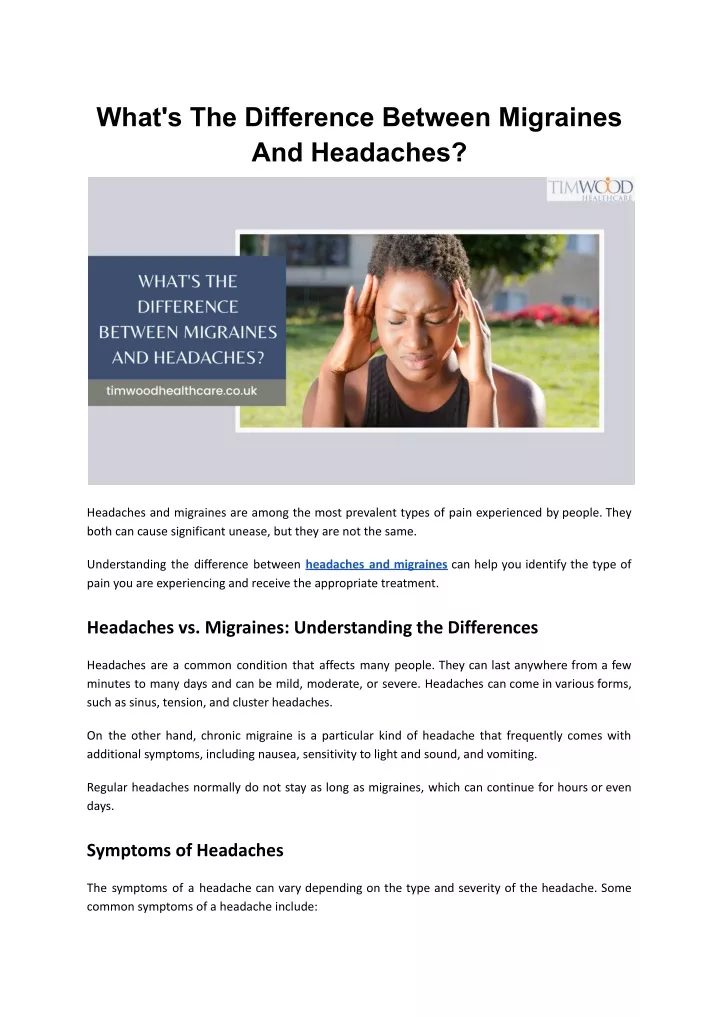 what s the difference between migraines