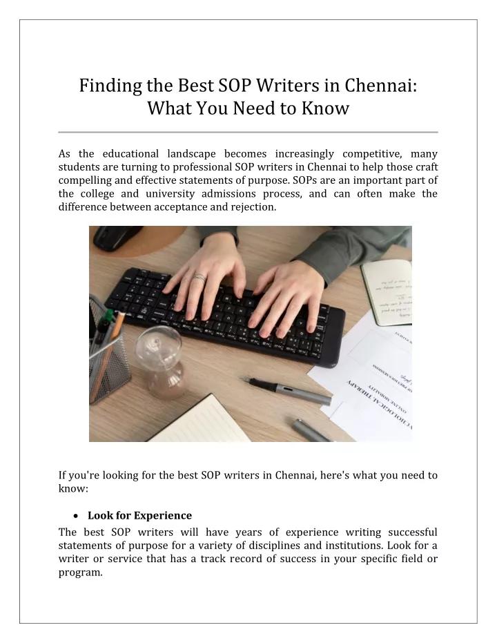 finding the best sop writers in chennai what