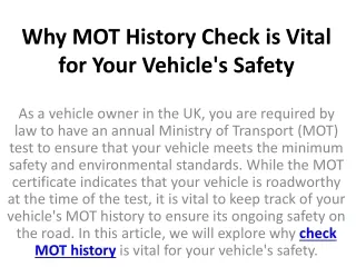 why mot history check is vital for your vehicle s safety