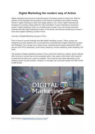 Digital Marketing the modern way of Action
