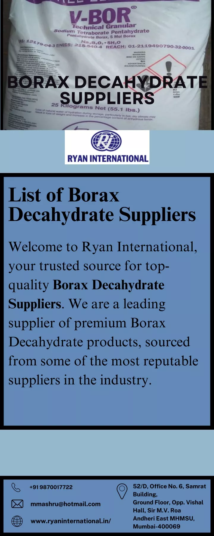 borax decahydrate suppliers