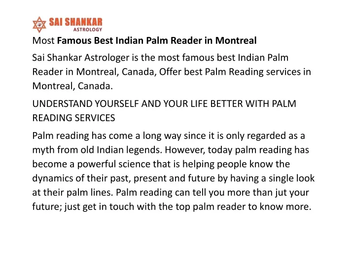 most famous best indian palm reader in montreal