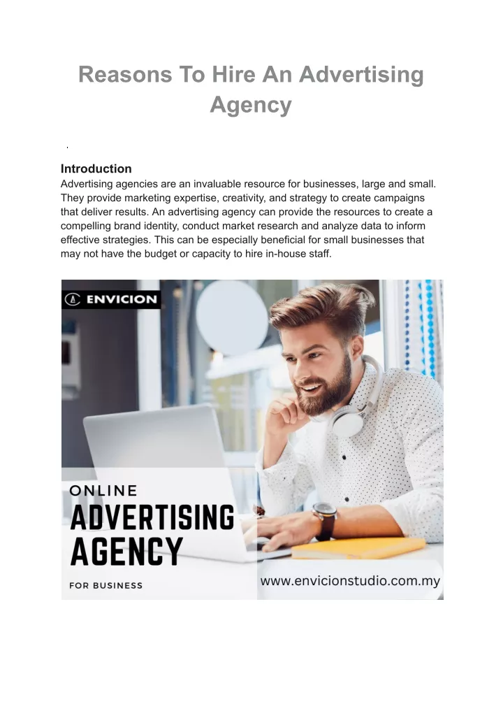 reasons to hire an advertising agency