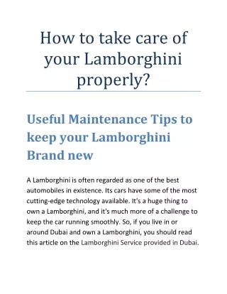 How to take care of your Lamborghini properly