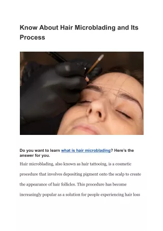 Know About Hair Microblading and Its Process