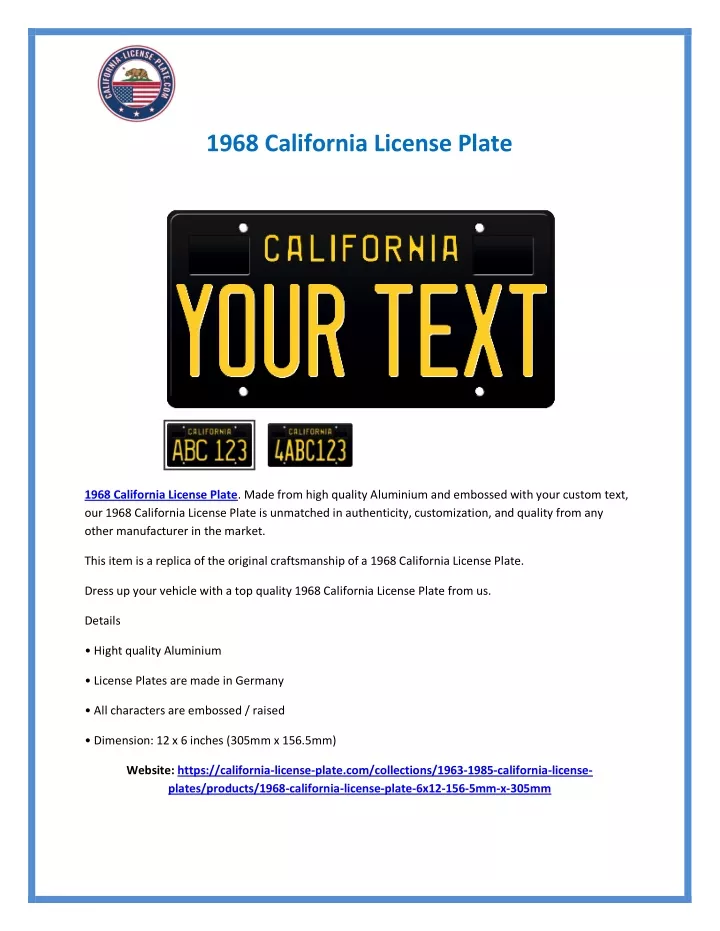 1968 california license plate