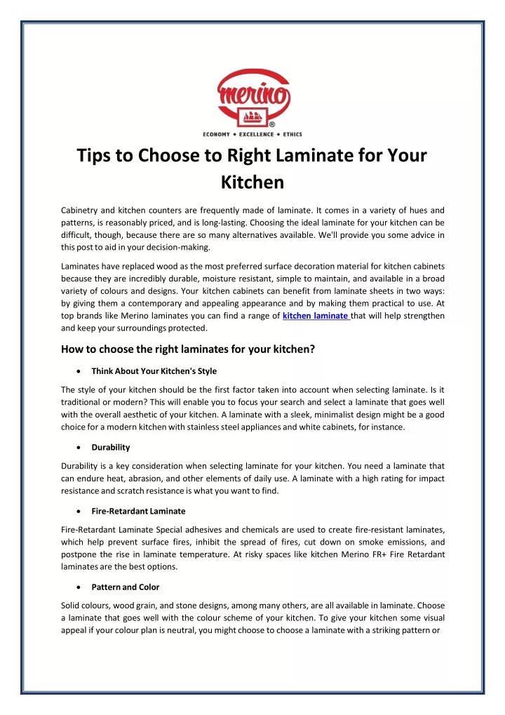 tips to choose to right laminate for your kitchen