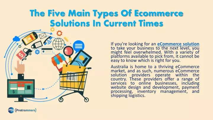 the five main types of ecommerce solutions in current times