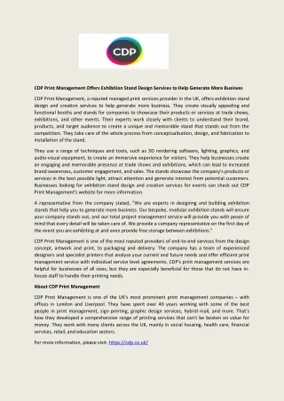 cdp print management offers exhibition stand