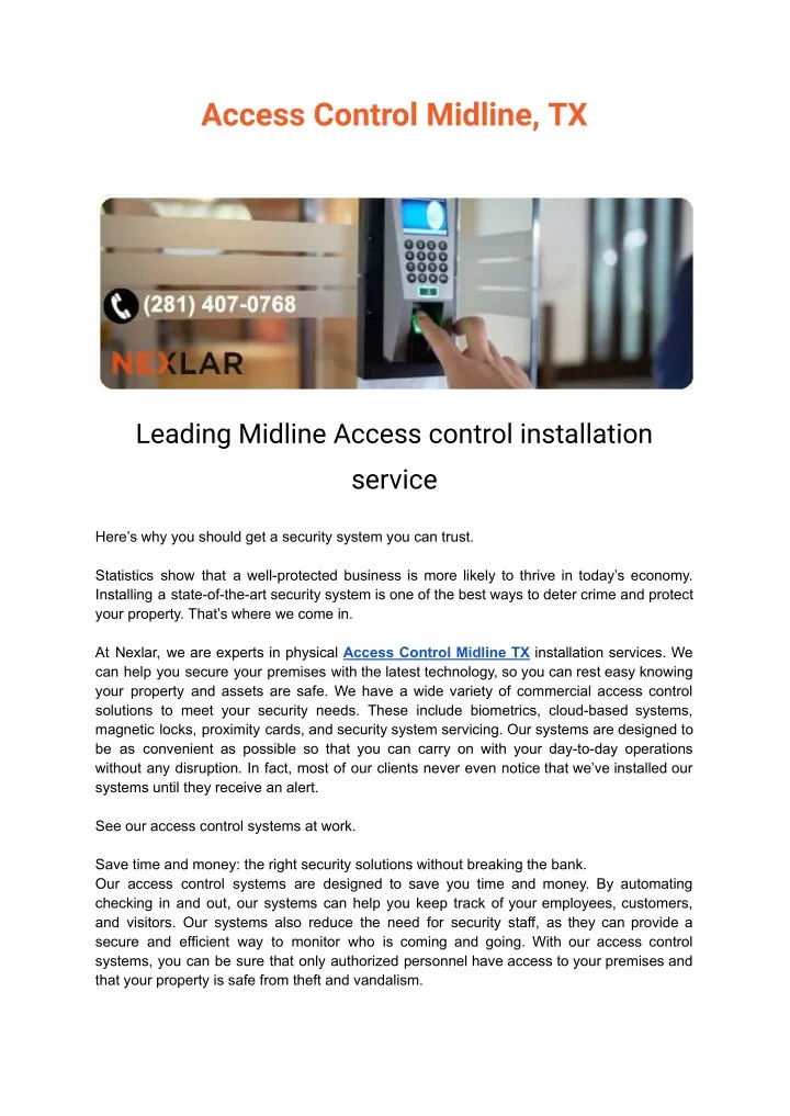 access control midline tx