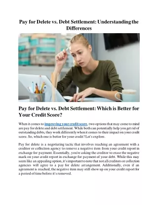 Pay for Delete vs Debt Settlement Understanding the Differences
