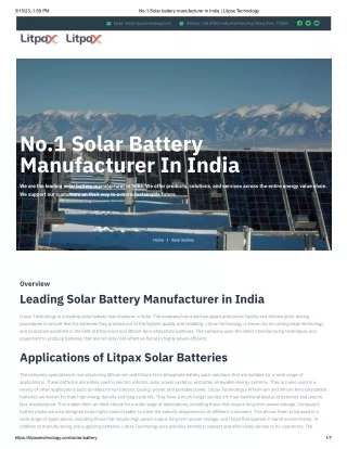 Solar battery manufacturer in India