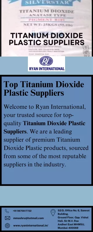 Top Titanium Dioxide Plastic Suppliers