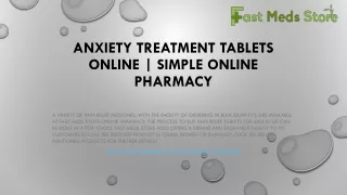 Anxiety Treatment Tablets Online - Simple Online Pharmacy