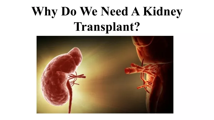 why do we need a kidney transplant