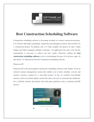 Top Construction Scheduling Software Reviews Features and Comparison