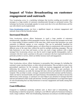 impact of voice broadcasting on customer