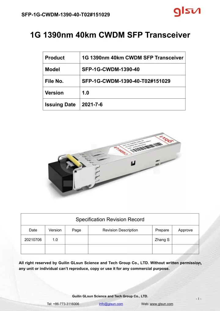 sfp 1g cwdm 1390 40 t02 151029