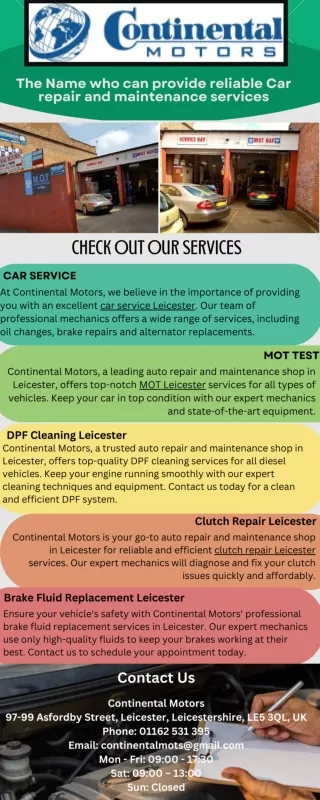 Book Excellent Car Service Leicester with Continental Motors