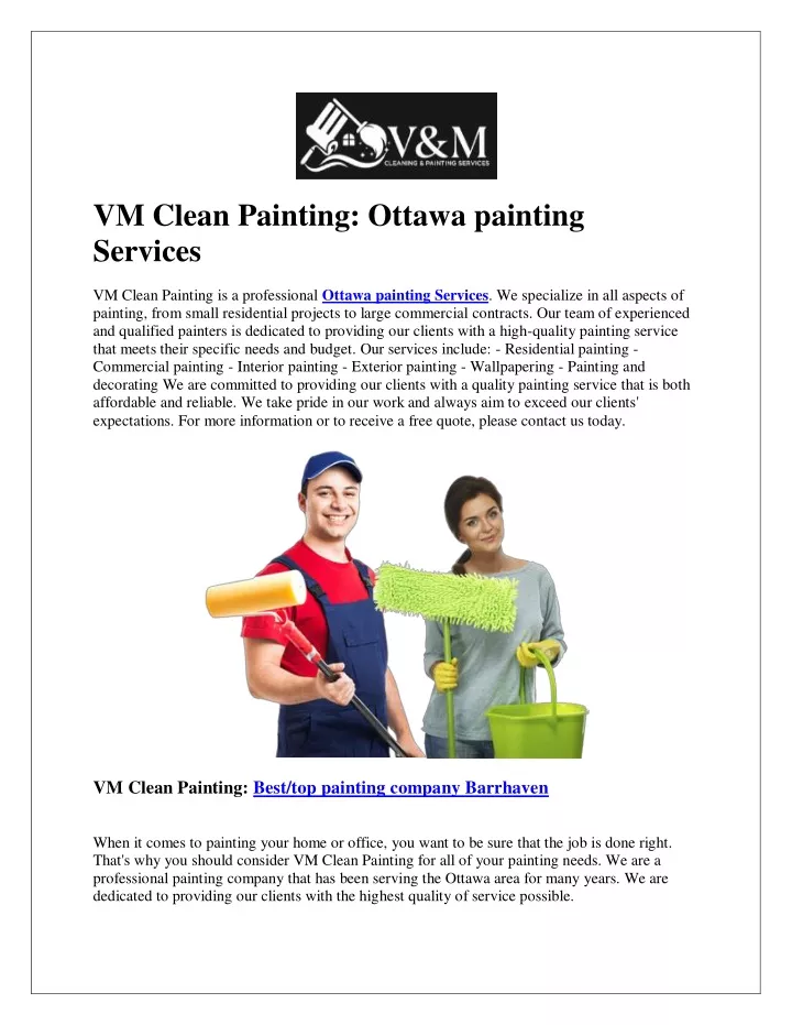 vm clean painting ottawa painting services