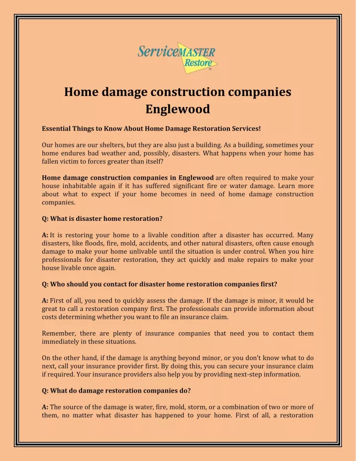 home damage construction companies englewood