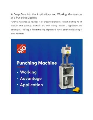 A Deep Dive into the Applications and Working Mechanisms of a Punching Machine