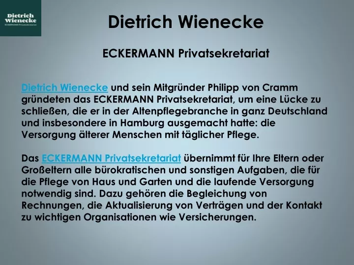 dietrich wienecke eckermann privatsekretariat