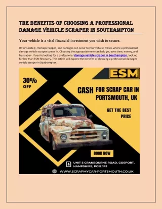 The Benefits of Choosing A Professional Damage Vehicle Scraper In Southampton
