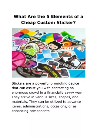 what are the 5 elements of a cheap custom sticker