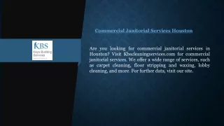 Commercial Janitorial Services Houston  Kbscleaningservices