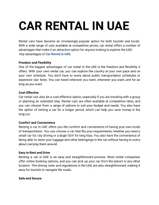 CAR RENTAL IN UAE