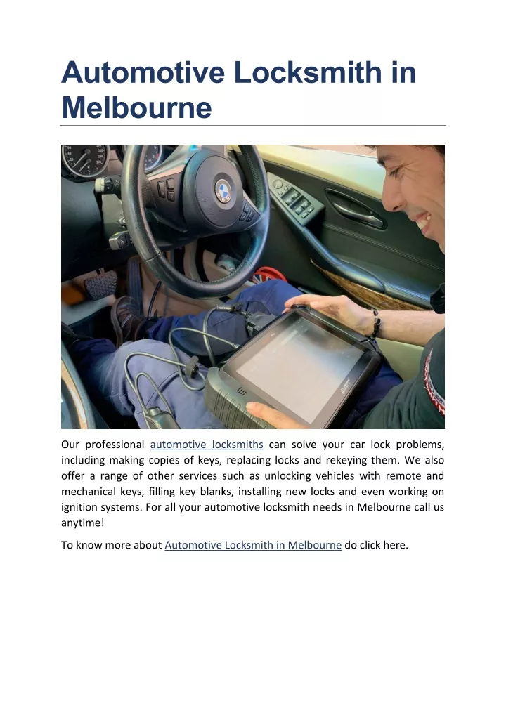 automotive locksmith in melbourne