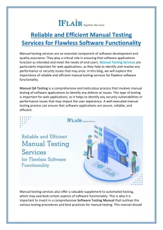 reliable and efficient manual testing services