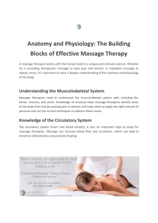 Anatomy and Physiology_ The Building Blocks of Effective Massage Therapy