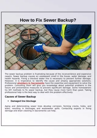 Tips for Fixing a Sewer Backup Problem