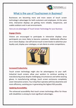 what is the use of touchscreen in business what