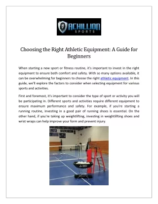 The Best Athletic Equipment From Achillion Sports