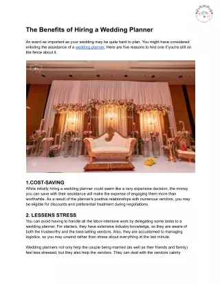 The Benefits of Hiring a Wedding Planner