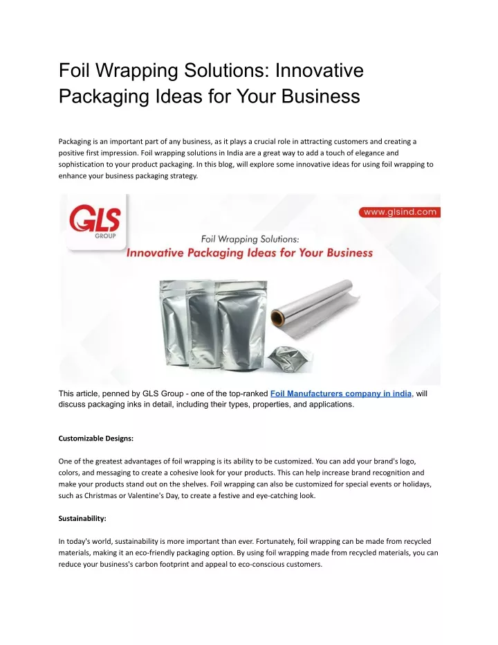 foil wrapping solutions innovative packaging