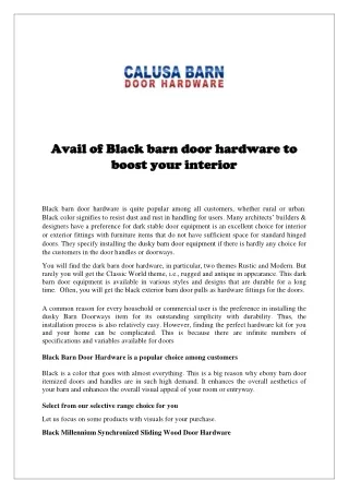 Avail of Black barn door hardware to boost your interior