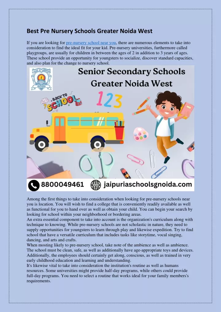 best pre nursery schools greater noida west