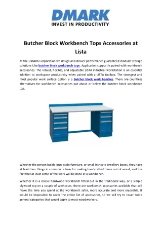 Butcher Block Workbench Tops Accessories at Lista